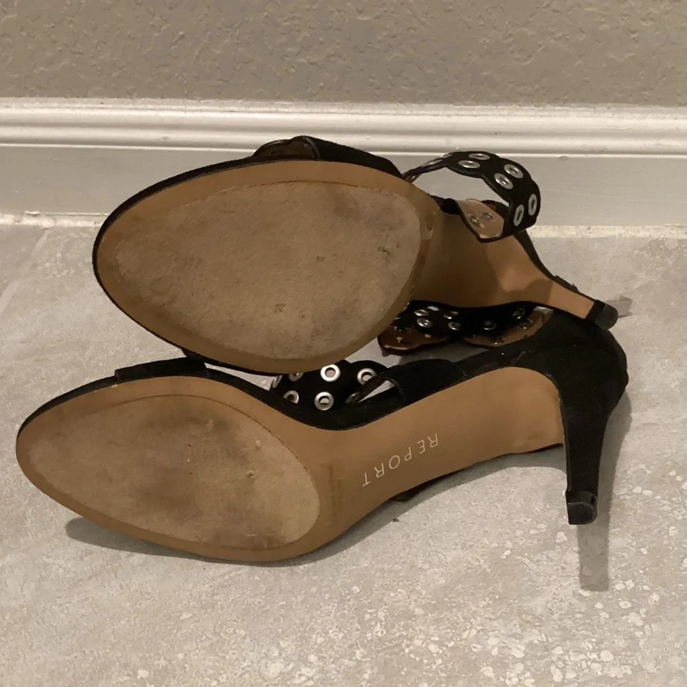 Report 'Apollo' Black & Silver, Ankle Strap Heels